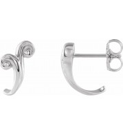 Platinum Freeform J-Hoop Earrings