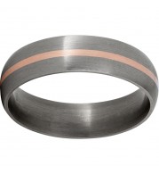Titanium Domed Band with a 1mm 14K Rose Gold Inlay and Satin Finish