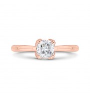 Shah Luxury 14K Rose Gold Princess Cut Diamond Engagement Ring (Semi-Mount)