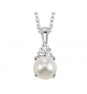 Gems One 10Kt White Gold Diamond (1/50Ctw) & Pearl (3/8 Ctw) Pendant