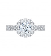 Shah Luxury 14K White Gold Round Diamond Halo Engagement Ring (Semi-Mount)