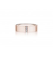 Henri Daussi 6mm Men's Wedding Band MB130 18k Gold Rose 0.08 Ctw.