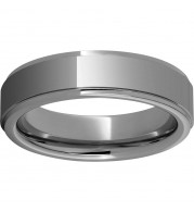 Rugged Tungsten  6mm Flat Grooved Edge Band and Polished Finish