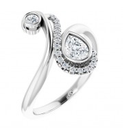 Platinum 1/2 CTW Diamond Bezel-Set Bypass Ring