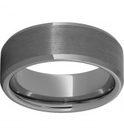 Rugged Tungsten  8mm Beveled Edge Band with Satin Finish