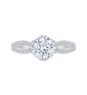 Shah Luxury Round Diamond Engagement Ring with Split Shank In 14K White Gold (Semi-Mount)