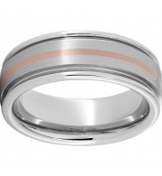 Serinium Rounded Edge Band with a 1mm 14K Rose Gold Inlay and Satin Finish