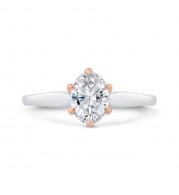 Shah Luxury 14K Two-Tone Gold Oval Diamond Solitaire Engagement Ring  (Semi-Mount)