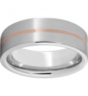 Serinium Pipe Cut Band with a 1mm 14K Rose Gold Inlay and Satin Finish