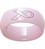Pink Diamond CeramicDomed Ring with Breast Cancer Ribbon Laser Engraving
