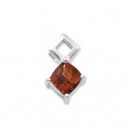 14K White Gold 10mm Cushion Citrine Madeira Pendant