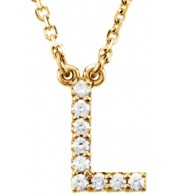 14K Yellow Initial L .08 CTW Diamond 16 Necklace