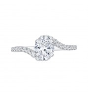 Shah Luxury 14K White Gold Oval Cut Diamond Promise Engagement Ring (Semi-Mount)