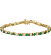 14K Yellow Emerald & 2 1/3 CTW Diamond Line 7 Bracelet