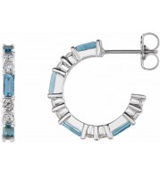 14K White Aquamarine & 1/2 CTW Diamond Earrings