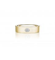 Henri Daussi 6mm Men's Wedding Band MBOV1 14k Gold Yellow 0.15 Ctw.