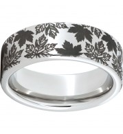 Serinium Pipe Cut Band with Fall Foliage Laser Engraving