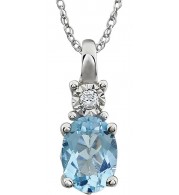 14K White Sky Blue Topaz & .02 CTW Diamond 18 Necklace