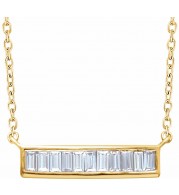 14K Yellow 1/4 CTW Diamond Baguette Bar 16-18 Necklace