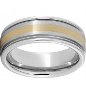 Serinium Rounded Edge Band with a 2mm 18K Yellow Gold Inlay and Satin Finish