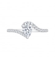 Shah Luxury 14K White Gold Pear Diamond Promise Engagement Ring (Semi-Mount)