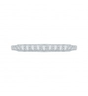 Shah Luxury 14K White Gold Round Diamond Wedding Band with Euro Shank