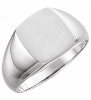 14K White 13x12 mm Rectangle Signet Ring