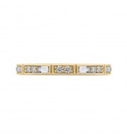 Shah Luxury 14K Yellow Gold Round and Baguette Diamond Wedding Band