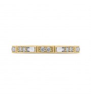 Shah Luxury 14K Yellow Gold Round and Baguette Diamond Wedding Band