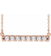 14K Rose 1/2 CTW Diamond French-Set Bar 18 Necklace