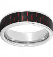 Serinium Pipe Cut Band with Black and Red Carbon Fiber Inlay