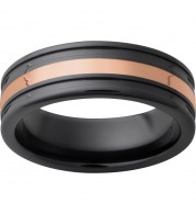 Black Diamond Ceramic Band with 2mm 14K Rose Gold Inlay