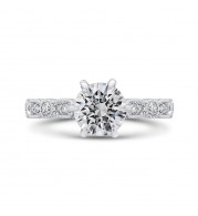 Shah Luxury Round Cut Diamond Engagement Ring In 14K White Gold (Semi-Mount)