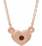 14K Rose Mozambique Garnet Heart 16 Necklace