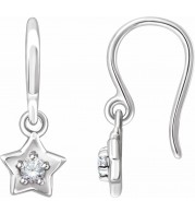 14K White 3 mm Round April Youth Star Birthstone Earrings