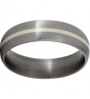 Titanium Domed Band with a 1mm Sterling Silver Inlay and Satin Finish