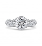 Shah Luxury 14K White Gold Round Diamond Engagement Ring (Semi-Mount)