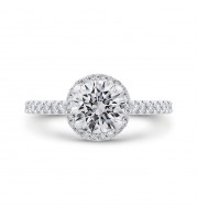 Shah Luxury 14K White Gold Round Cut Diamond Classic Halo Engagement Ring (Semi-Mount)