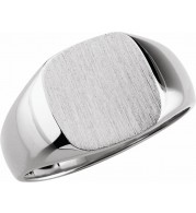 14K White 12x12 mm Square Signet Ring