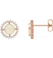 14K Rose Opal & 1/8 CTW Diamond Earrings