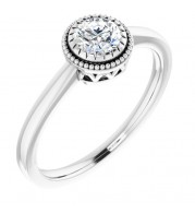 14K White Sapphire April Birthstone Ring