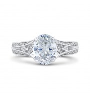 Shah Luxury 14K White Gold Oval Diamond Engagement Ring with Split Shank (Semi-Mount)