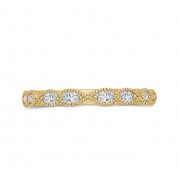 Shah Luxury 14K Yellow Gold Pear and Round Diamond Half-Eternity Wedding Band