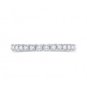 Shah Luxury Round Cut Diamond Half-Eternity Wedding Band In 14K White Gold