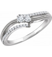 14K White 1/4 CTW Diamond Two-Stone Ring