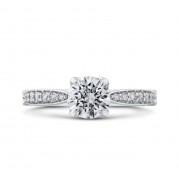 Shah Luxury Round Diamond Engagement Ring In 14K White Gold (Semi-Mount)