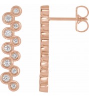 14K Rose 1/3 CTW Diamond Bezel-Set Bar Earrings