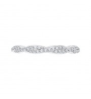 Shah Luxury 14K White Gold Round Eternity Diamond Wedding Band with Criss-Cross Crossover Shank