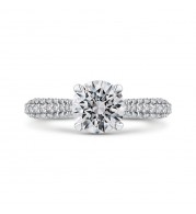 Shah Luxury 14K White Gold Round Diamond Engagement Ring (Semi-Mount)