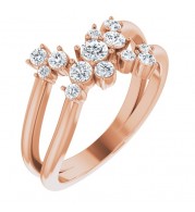 14K Rose 1/2 CTW Diamond Cluster Bypass Ring